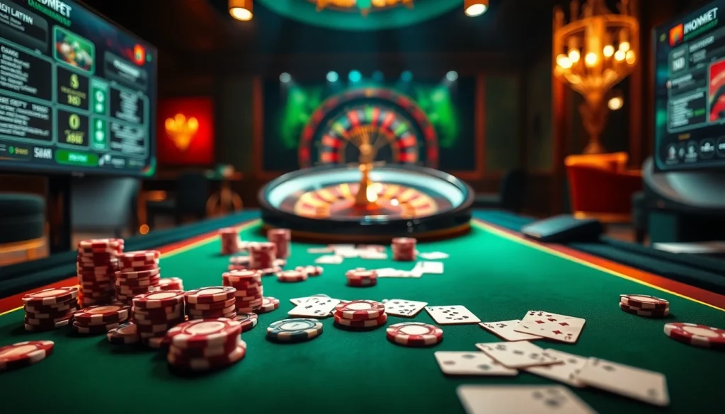 i1dompet enhances online gambling excitement at a dynamic casino table.
