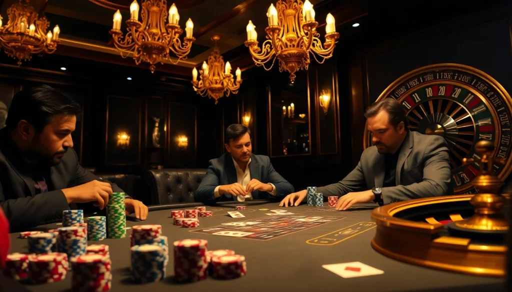 Get a glimpse of the thrilling casino atmosphere at https://bvc.us.com/ featuring an engaging poker game with colorful chips.